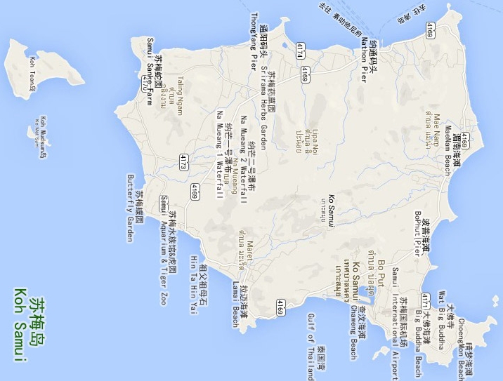 泰国苏梅岛旅行地图